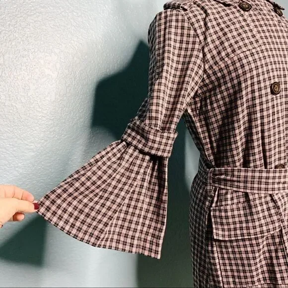 14th & Union Pink Adobe Plaid Trench Coat NWT - Picture 4 of 8
